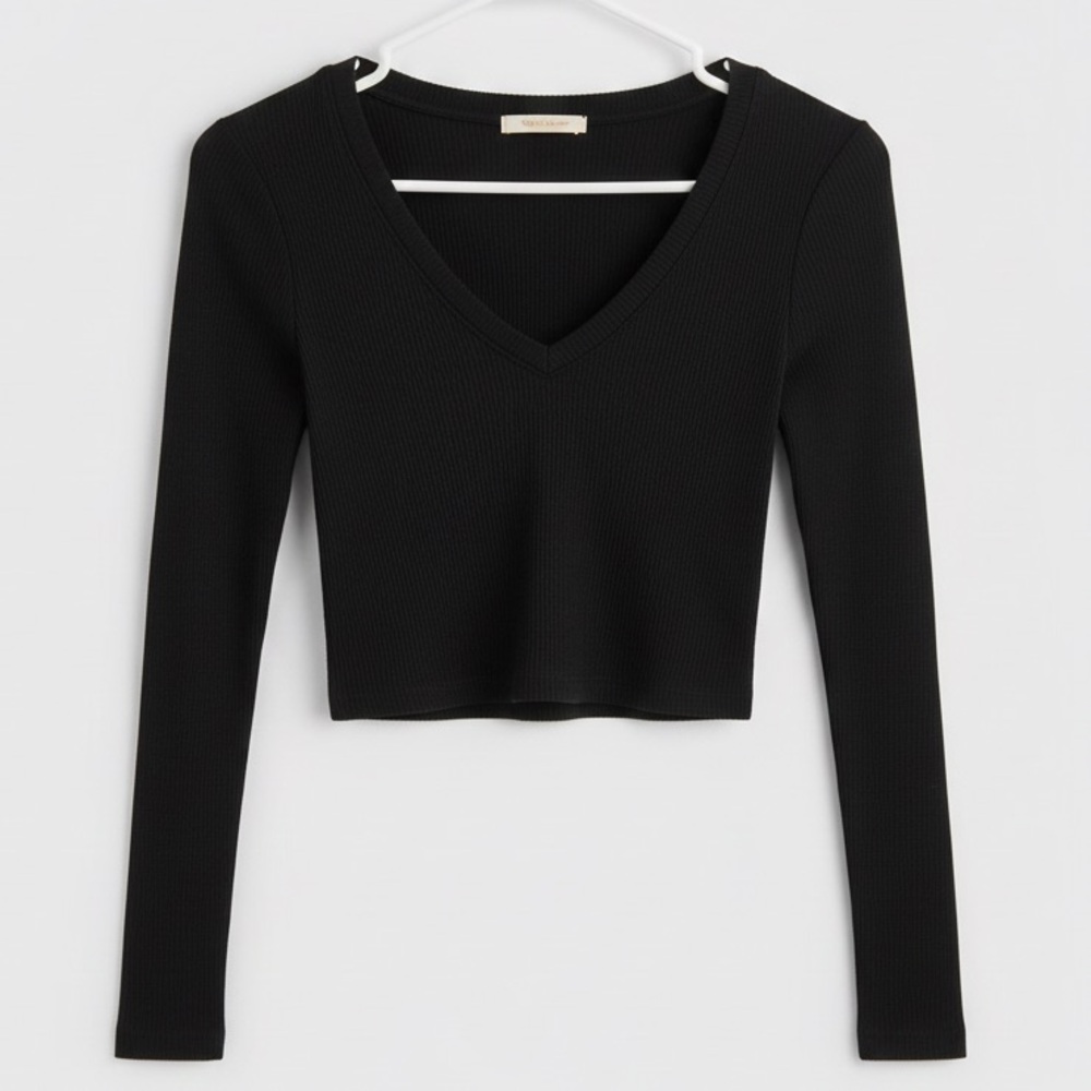 BOZZOLO Women’s Long Sleeve Casual Crop Top